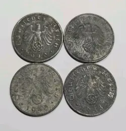 RARE OLD 1940 1942 1943 1944 WWII GERMANY ZINC COIN WORLD WAR 2 LOT SET