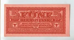 1940-1942 WW2 GERMANY MILITARY REICHSPFENNIG 5 FUNF WC140