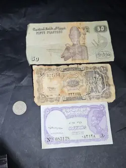 EGYPT 1940'S 5,10,50 PIASTRES,1917 EGYPTIAN SILVER COIN. CIRCULATED WW1&WW2 ERA