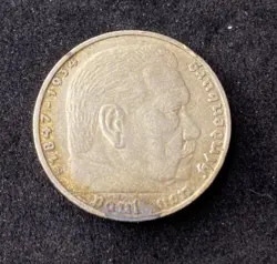 1935-D GERMANY THIRD REICH 5 REICHSMARK 0.9000 SILVER ASW 0.4016 OZ FREE SHIP