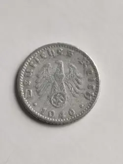 WW2 GERMAN 3RD REICH COIN 1940  50 REICHPFENNIG  FIFTY PFENNIG COIN. L@@K!!!