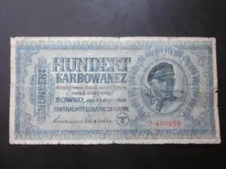 1942 UKRAINE 100 KARBOWANEZ BANKNOTE ROWNO NAZI GERMANY OCCUPIED WWII WW2 NOTE