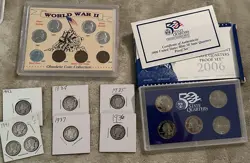 MERCURY SILVER DIMES, WW2 OBSOLETE COLLECTION, 2006 QUARTER PROOF SET LOT
