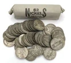 ROLL OF 40 WORLD WAR 2 SILVER JEFFERSON NICKELS 1942-1945 35% SILVER $2 FACE