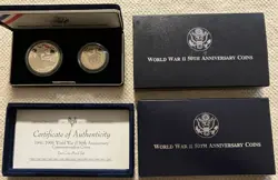 1991-1995 WORLD WAR II 50TH ANNIVERSARY COMMEMORATIVE 2 COIN UNCIRCULATED WW2