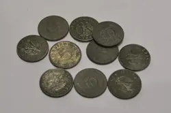 THIRD REICH GERMANY WW2 - LOT OF 10 COINS 5 REICHSPFENNIG 1939-1944