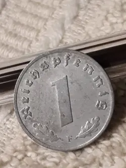 GERMAN 1 REICHSPFENNIG ~ GERMANY ~ VINTAGE WW2 1PF COIN 1943 HEAVILY CIRCULATED 