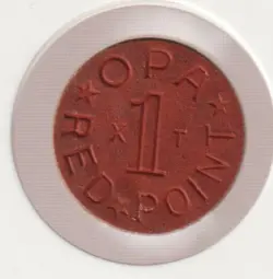 1944 US WWII OPA RED XT RATION TOKEN COLLECTIBLE WW2 COLLECTION OLD WAR COIN USA