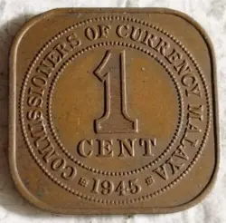 MALAYA GEORGE VL 1945 ONE CENT WW2 ERA