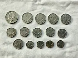LOT 15 FRENCH ALUMINUM FRANCS (1) 5 FRANCS; (4) 2 FRANCS; (6) 1 FRANC; (4) 50C