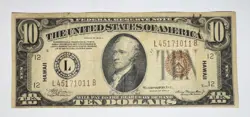 1934 A $10 HAWAII OVER PRINT SILVER CERTIFICATE WW2 EMERGENCY ISSUED