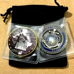 TOKEN SET (2) WW2 USS HORNET CV-12 & US NAVY COINS  W BAG!