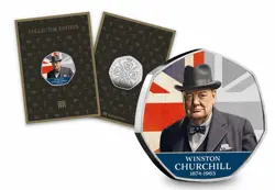 REMEMBRANCE OF WINSTON CHURCHILL 50P SHAPED COIN - WW2 MEMORIES