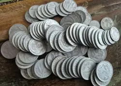 LARGE 1 2 5 FRANCS COIN COLLECTION WW2 COINS  ALUM  FINE