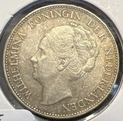 1940 NEDERLANDS WW2 1G SILVER COIN VERY FINE ACTUAL COIN #F2042