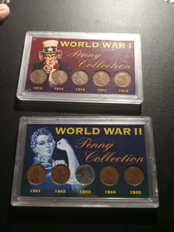 A LOT OF 2 WHEAT PENNY SETS: WW1 & WW2 COPPER COIN SETS