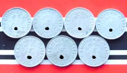 GERMAN FULL SET 7X COIN 10 REICHSPFENNIG 1941 A B D E F GJ ZINC SWASTIKA WW2 RPF