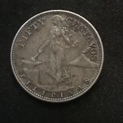 1944 S FILIPINAS FIFTY CENTAVOS UNITED STATES OF AMERICA SILVER WW2