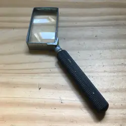 VTG WW2 GERMAN DRGM MAGNIFYING GLASS METAL FRAME RECTANGLE MAGNIFIER W/ HANDLE