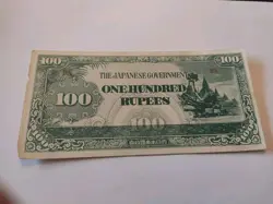 BURMA JAPANESE INVASION BANKNOTE. 100 RUPEE.BA BLOCK LETTER