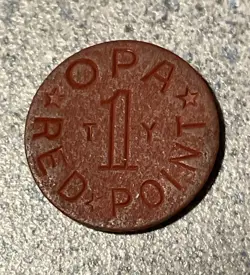 OPA RED POINT TOKEN WAR RATION WW2 VINTAGE OLD COIN 