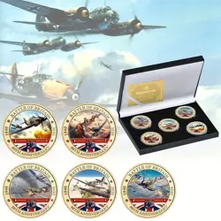 NEW D-DAY 80TH ANNIVERSARY BATTLE OF BRITAIN 5 GOLD PLATED COIN BOX SET WW2