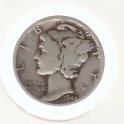 RARE OLD 1944 US WWII SILVER MERCURY DIME COIN COLLECTION BULLION BAR ROUNDS WW2