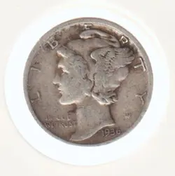 RARE OLD 1936 US WWII SILVER MERCURY DIME COIN COLLECTION BULLION BAR ROUNDS WW2