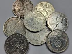 1936-1939 THIRD REICH SILVER SCRATCHED/CLEANED 5 REICHSMARK GERMANY WW2 *H798