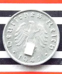 GERMAN COIN 10 REICHSPFENNIG 1941 B ZINC SWASTIKA 3RD REICH WW2 + UNC + PFENNIG