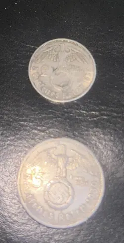 GERMANY THIRD REICH 2 COINS 5 & 2  REICHSPFENNIG 1937 1939 WW2 ERA
