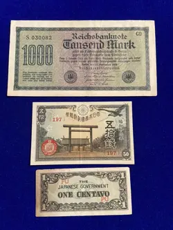 WW2 JAPAN GERMAN BANK NOTE LOT