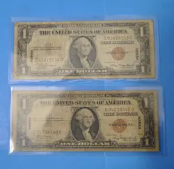 1935 A- 2 $1 HAWAII OVER PRINT SILVER CERTIFICATES WW2 EMERGENCY ISSUED