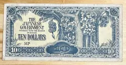 1942-45 JAPANESE GOVERMENT MALAYA & BORNEO 10 DOLLARS BANKNOTE WW2 OCCUPIED