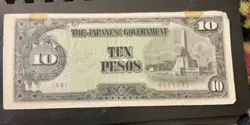 WW2 JAPANESE CURRENCY 10 PESO