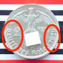 GERMAN 2 REICHSMARK 1939 D SWASTIKA HINDENBURG SILVER COIN 3RD WW2 DDO STAMP RAR
