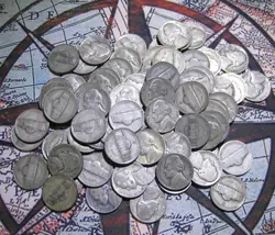 SEVENTY-FIVE SILVER WARTIME WW2 JEFFERSON NICKELS