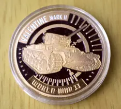 VALENTINE MARK II TANK MUSEUM WORLD WAR 2 II COMMEMORATIVE COIN IN CAPSULE