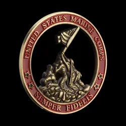 IWO JIMA COPPER COIN WAR 3D STATUE BLACK OLD WORLD II US MARINE CORPS RED I WW2