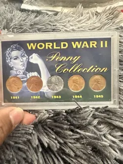SET 1941S 1942D 1943 1944 1945PLINCOLN WHEAT CENT WW2 ERA COIN CIRCULATED