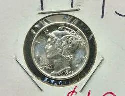 1943 P 10C MERCURY SILVER DIME COIN CHOICE BU UNC WW2 ERA US COINAGE 2