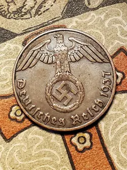 GERMANY 1937 E 1 REICHSPFENNIG   COIN 3RD REICH WW2 PFENNIG RP