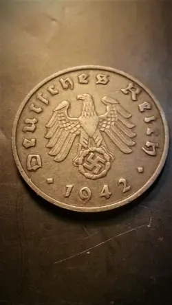 1942  NAZI SWASTIKA GERMAN WW2 MEMORABILIA 1 REICHSPFENNIG