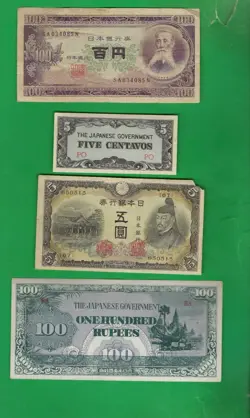 JAPAN  1942 - 1953 ~ WITH WW2 MILITARY MONEY ~ 4 X PAPER MONEY LOT # 8275 (*-*)