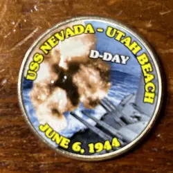 D-DAY UTAH BEACH JUNE 6 1944 WORLD WAR II WW2 - COLORIZED KENNEDY HALF DOLLAR
