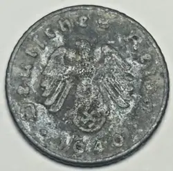 1940 A GERMAN 5 REICHSPFENNIG NAZI COIN WW2