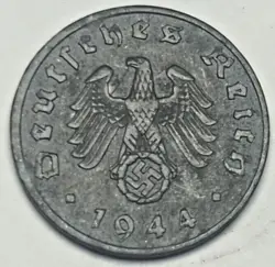 1944 A GERMAN 1 REICHSPFENNIG NAZI COIN WW2
