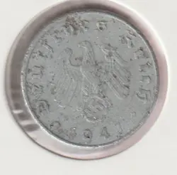 RARE WWII GERMAN PFENNIG WAR 1941-A WW2 GERMANY 5 REICHSPFENNIG COLLECTION COIN