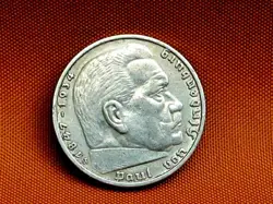 GERMANY THIRD REICH 5 REICHSMARK SILVER COIN 1936 J WW2 ERA. FINE