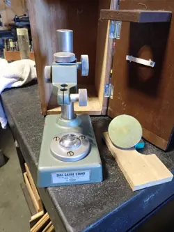 MITUTOYO DIAL INDICATOR COMPARATOR STAND W/2 ANVILS & BOX